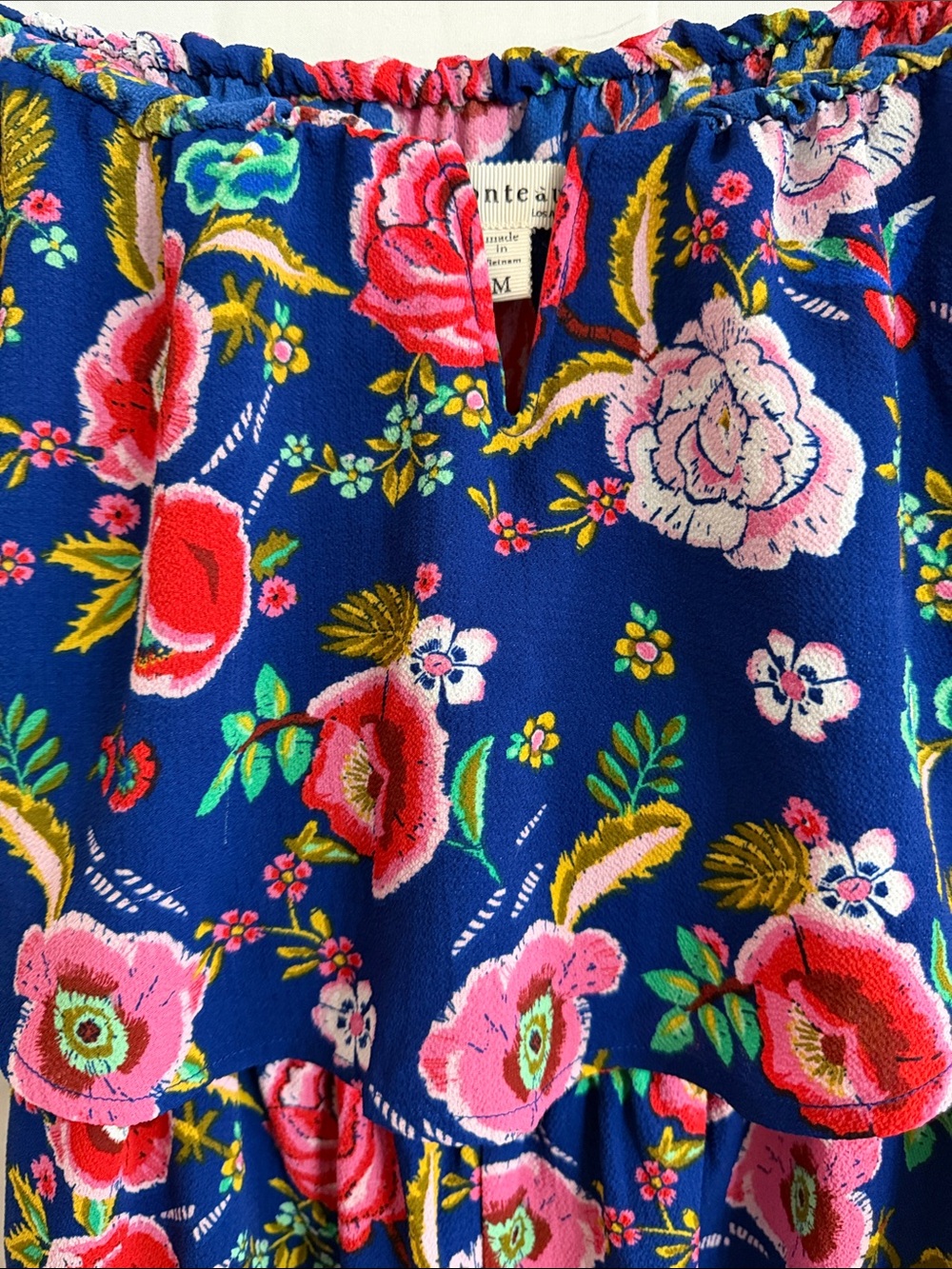Monteau Navy Blue Floral Off-Shoulder Romper - Picture 4 of 7